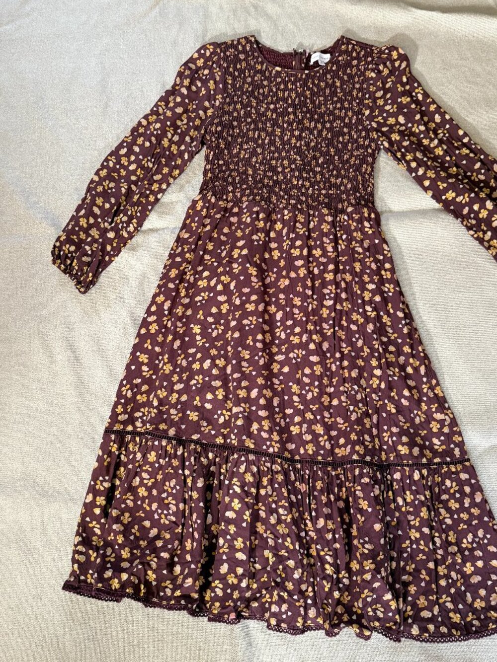 Lost Wander Dress Cottagecore Size Medium Floral Smocked Front Bottom Ruffle